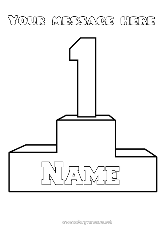 Colouring page to print Sport Competitions And Awards Podium First Place - Winner