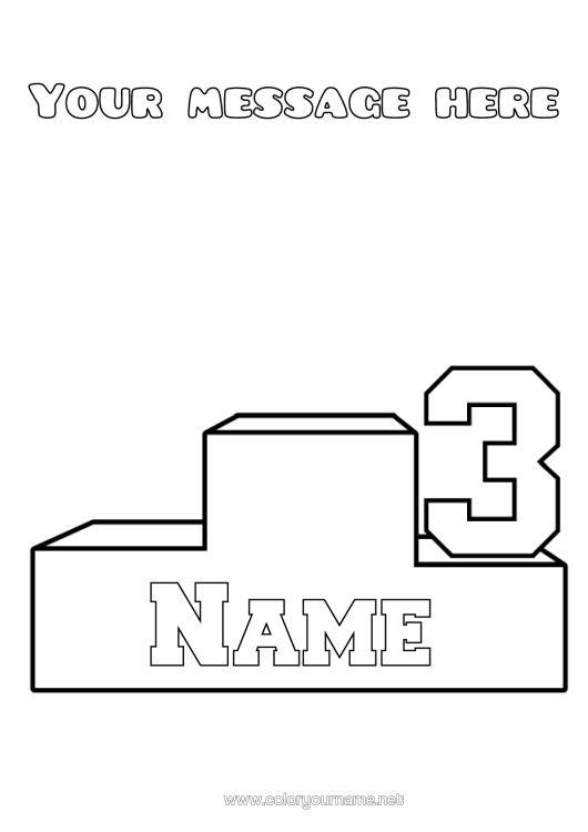 Colouring page to print Sport Competitions And Awards Podium Third Place