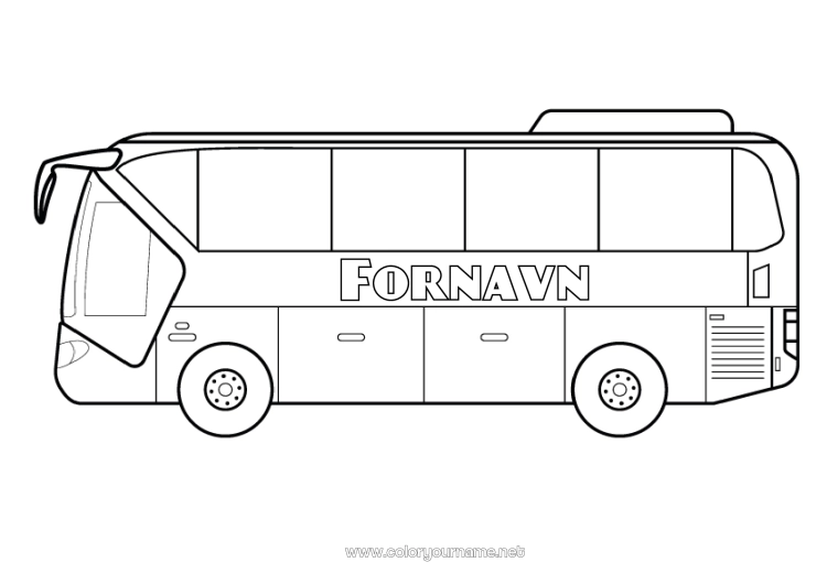 Farvelægningssiden til udskrivning Køretøjer Bus, bil Jordbaserede offentlig transport