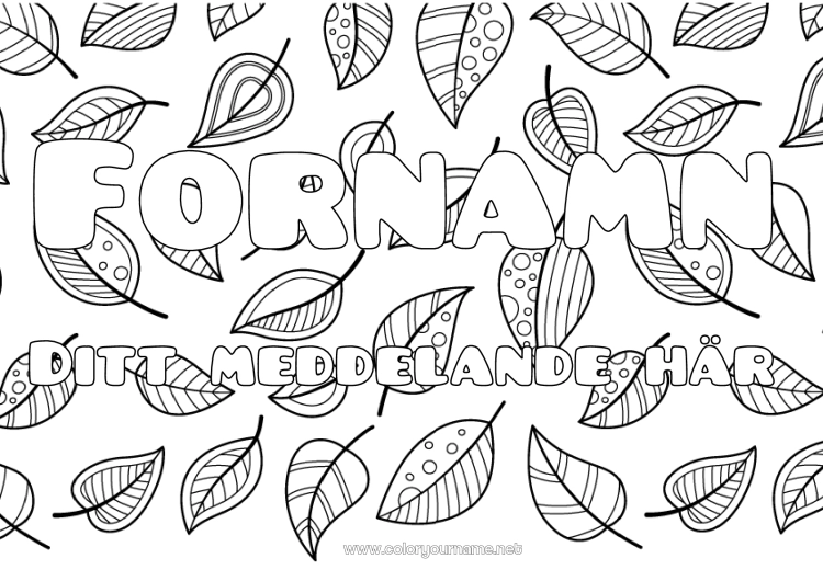 Färgläggningssida att skriva ut Blad Utsmyckat namn Zentangle Dekorativ bakgrund