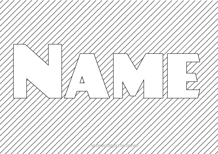 Colouring page to print Decorated Name Geometric Shapes Decorative Background Stripes