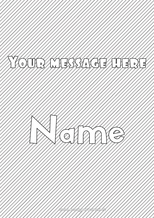 Colouring page to print Decorated Name Geometric Shapes Decorative Background Stripes