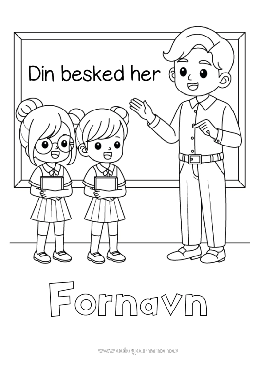 Farvelægningssiden til udskrivning Lærer/Lærerinde Uddannelsesfag. Skolestart Klasseliste Elev