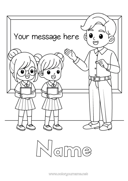 Colouring page to print Mistress/Master Education Professions Back To School Classroom Board Pupil