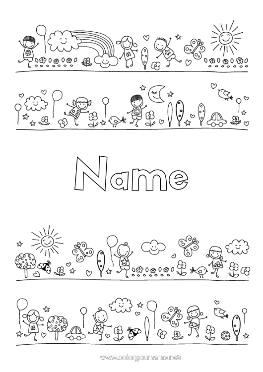 Colouring page to print Sun Rainbow Doodle