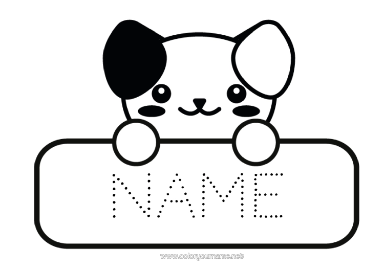 Colouring page to print Cute Dog Animal Dogs And Cats Back To School Label