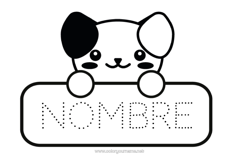 Dibujo para colorear para imprimir Kawaii Perro Animales Perros y gatos Regreso a clases Etiquetas