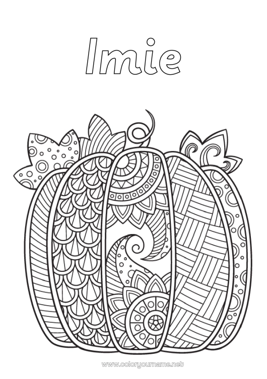 Kolorowanka do wydruku Dynia Jesień Zentangle