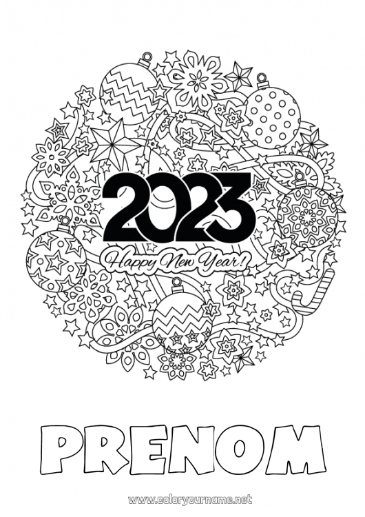 Coloriage à imprimer 2023 Bonne année