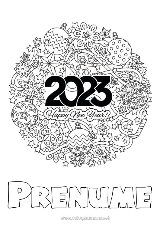 Pagină de colorat de imprimat 2023 La mulți ani!