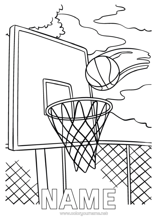 Colouring page to print Sport Balloons Basketball Games And Toys Team Sports
