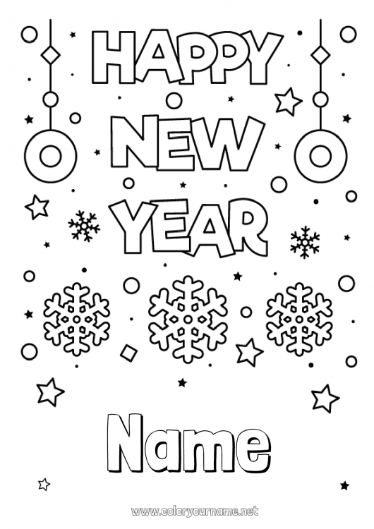 Coloring page to print Happy new year