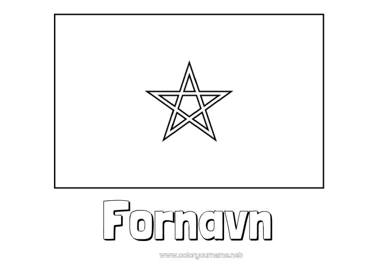 Farvelægningssiden til udskrivning Geografi Flag Afrika Land Marokko
