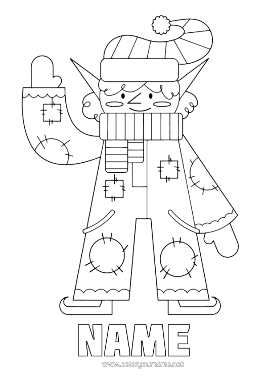 Colouring page to print Christmas Elves Elf Colouring Pages Children's Activities Easy Colouring Pages Geometric Shapes