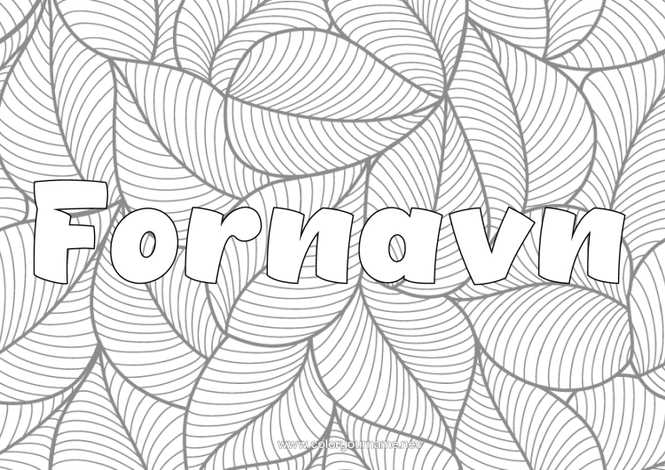 Fargeleggingssiden til utskrift Blader Dekorert navn Zentangle Dekorativ bakgrunn