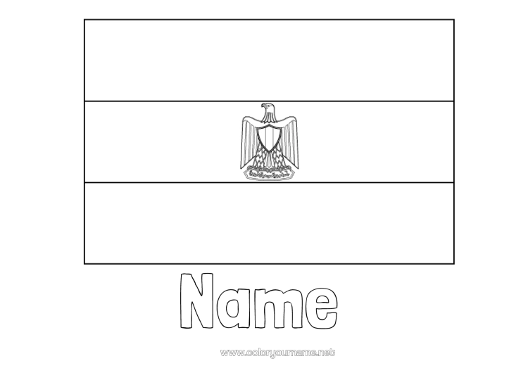 Colouring page to print Geography Egypt Flag Africa Country