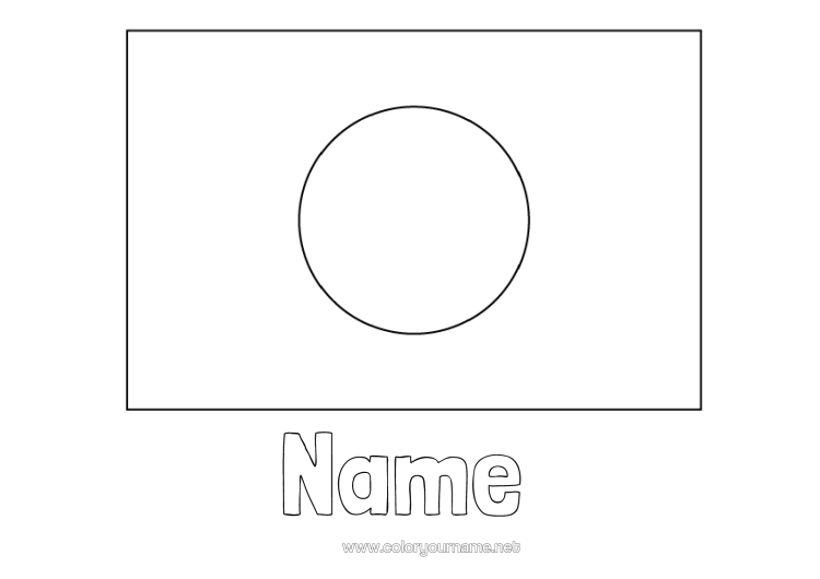 Colouring page to print Geography Japan Flag Country