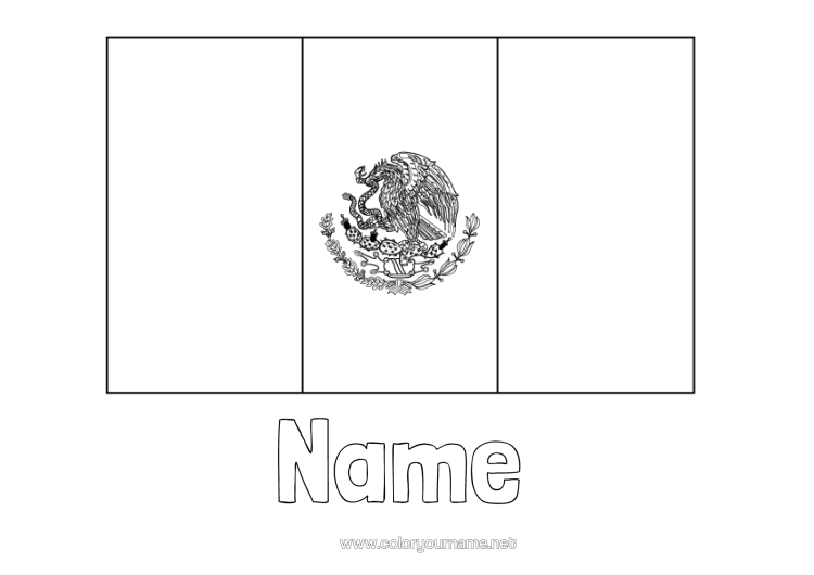 Colouring page to print Geography Flag Mexico Country
