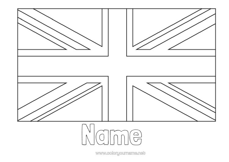 Colouring page to print Geography United Kingdom Flag Country