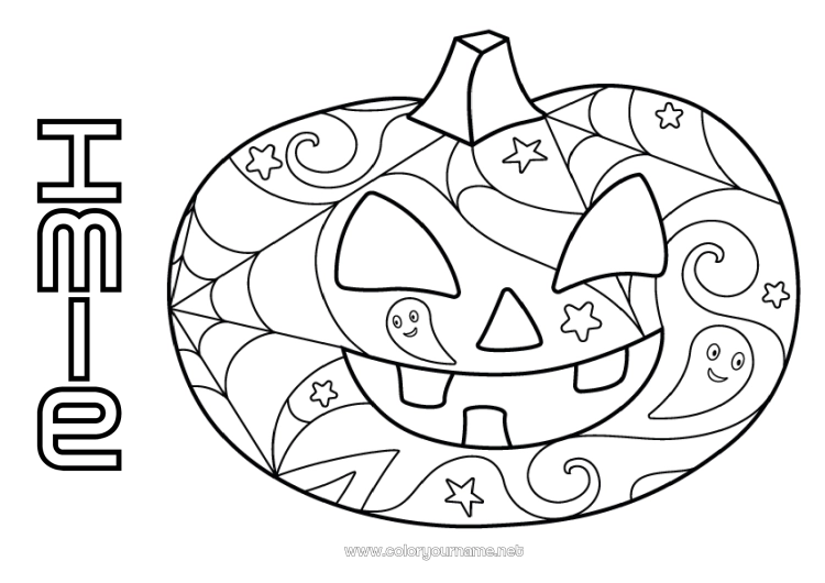 Kolorowanka do wydruku Dynia Jack O'Lantern Łatwe kolorowanki Zentangle