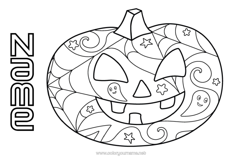 Colouring page to print Pumpkin Jack O'lantern Easy Colouring Pages Zentangle