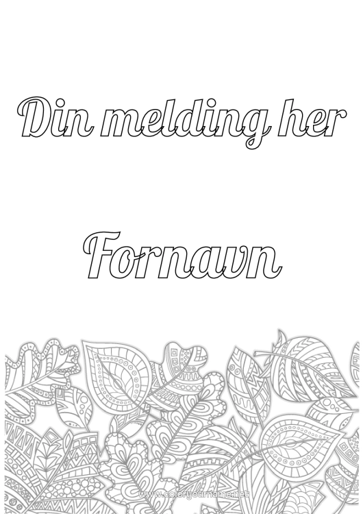 Fargeleggingssiden til utskrift Høst Blader Zentangle