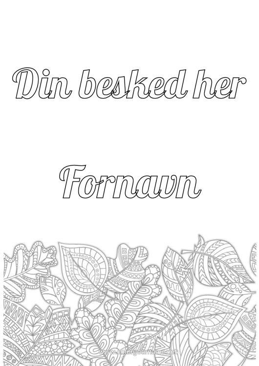 Farvelægningssiden til udskrivning Efterår Blade Zentangle