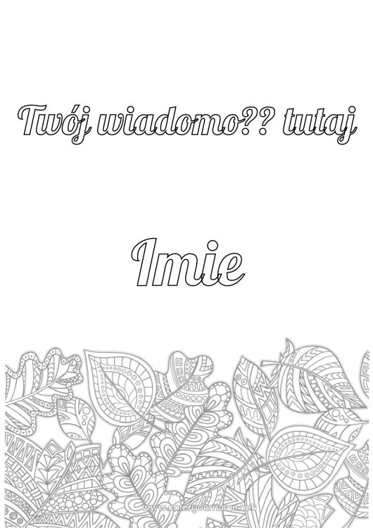 Kolorowanka do wydruku Jesień Liście Zentangle