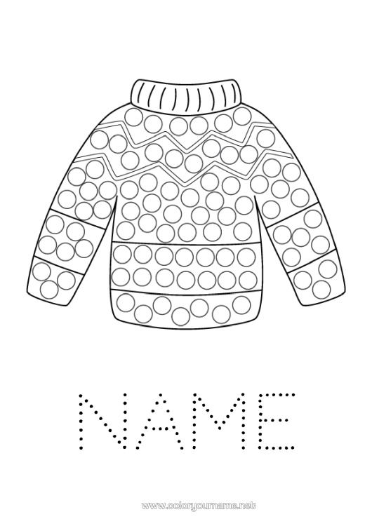 Colouring page to print Winter Spot Markers Easy Colouring Pages Sweater