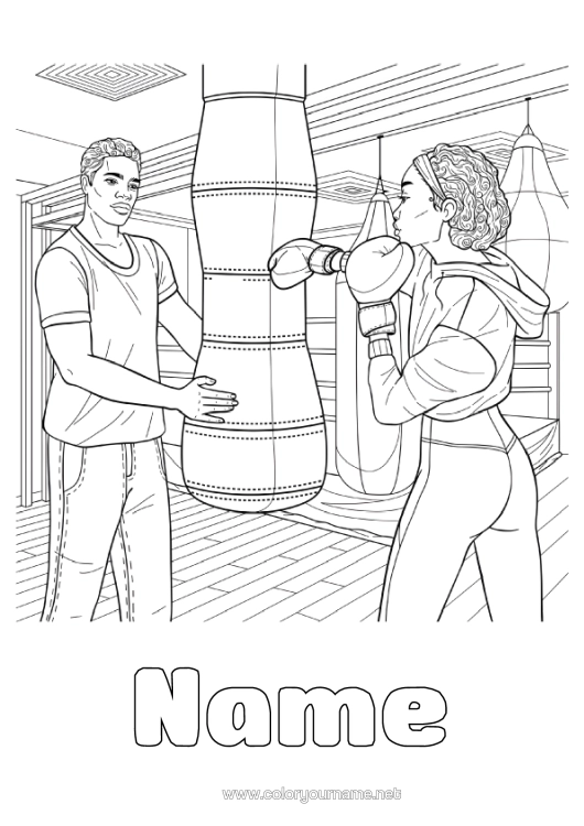 Colouring page to print Sport Complex Colouring Pages Combat Sports Boxing