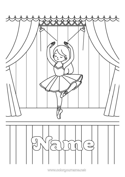 Colouring page to print Sport Dance Artistic Sports Crafts. Ballet