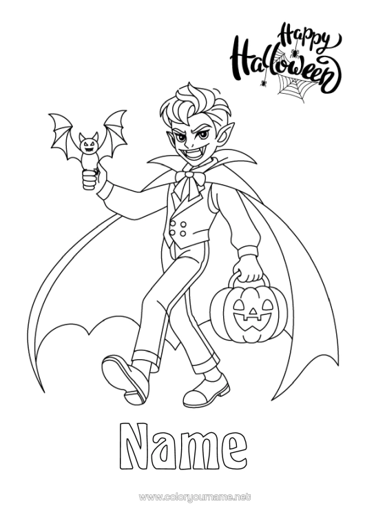 Colouring page to print Vampire Bat Halloween Jack O'lantern Birds And Flying Mammals Halloween Sign-Up