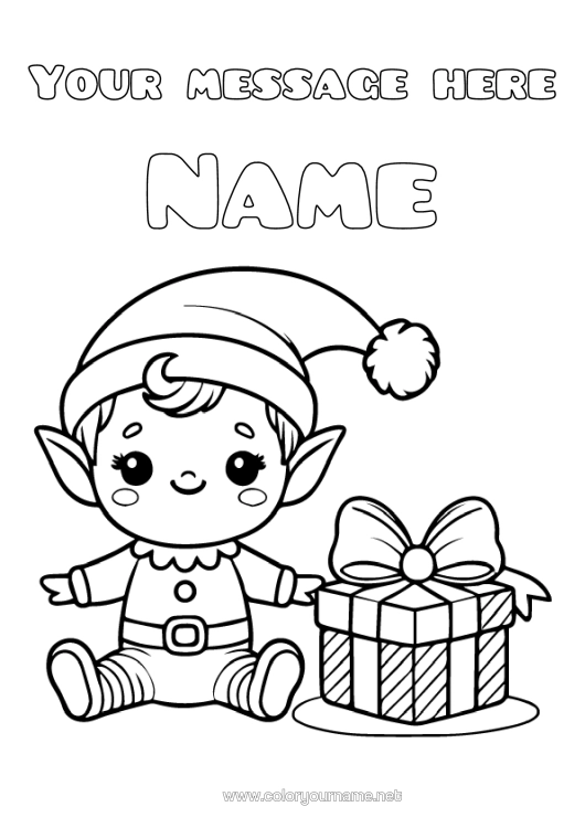 Colouring page to print Gifts Elf Colouring Pages Baby Playful Goblin Baby