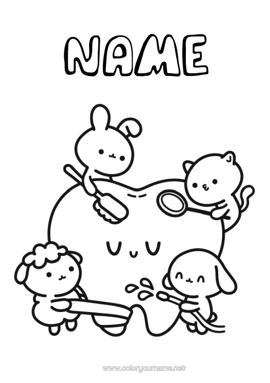 Colouring page to print Cute Milk Tooth Toothbrush