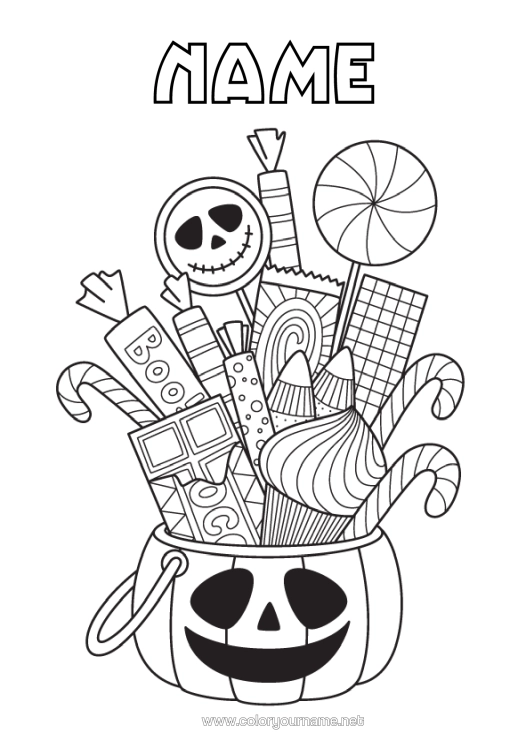 Colouring page to print Sweets Trick Or Treat? Halloween Treats, Sweets Pacifier
