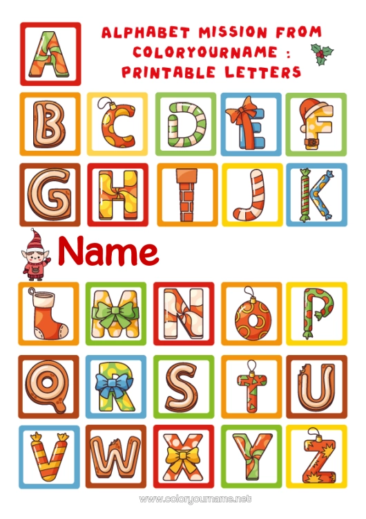 Colouring page to print Christmas Christmas Elf's Mission Children's Activities Alphabet Letter Of The Alphabet