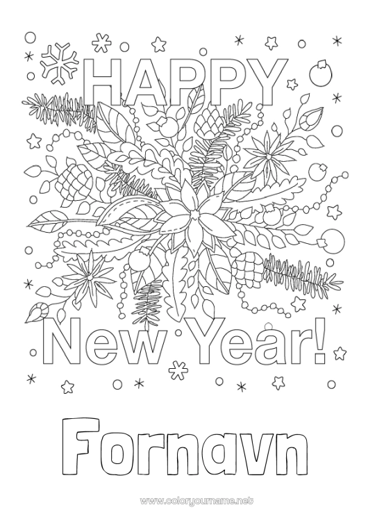 Farvelægningssiden til udskrivning Godt nytår