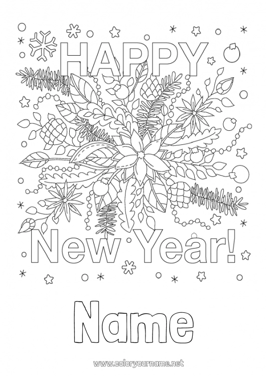 Coloring page to print Happy new year