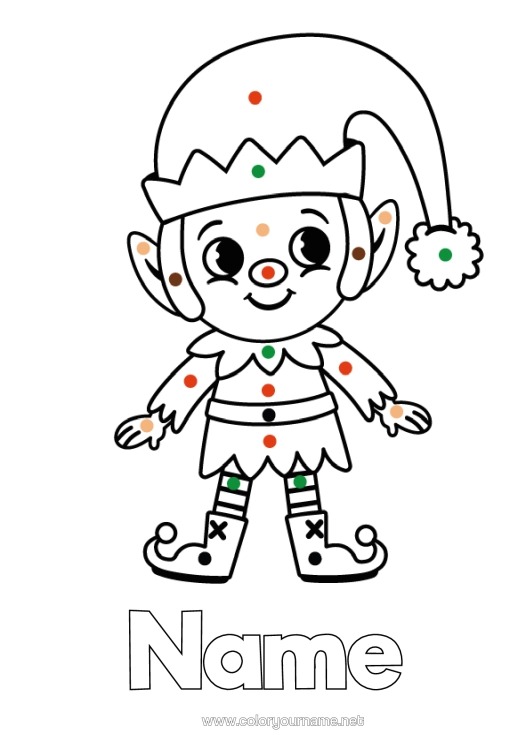 Colouring page to print Christmas Elves Magic Colouring Books Elf Colouring Pages Children's Activities Easy Colouring Pages Colouring With Template