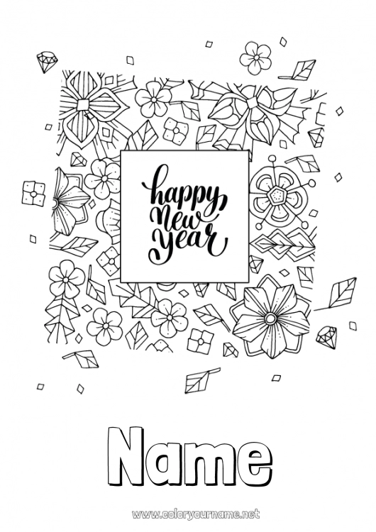 Coloring page to print Happy new year 