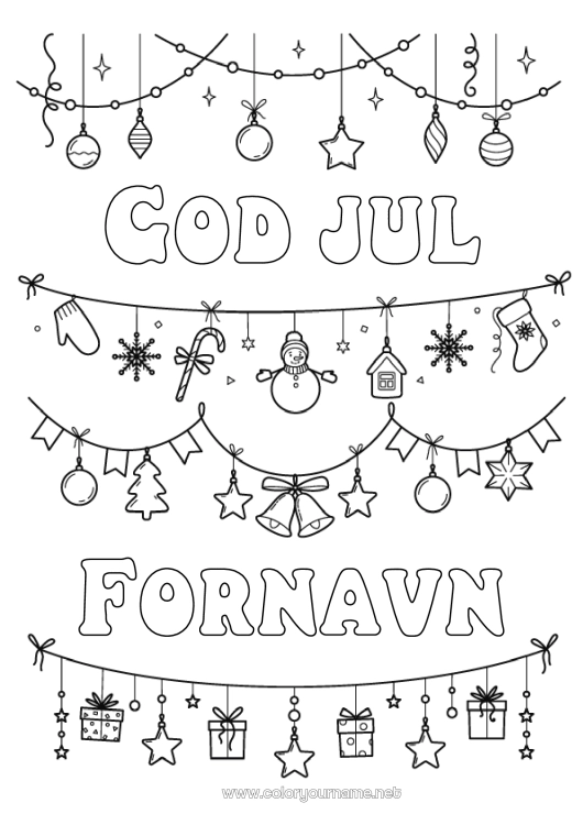 Fargeleggingssiden til utskrift Snømann Jul Juledekorasjoner Julelenke 