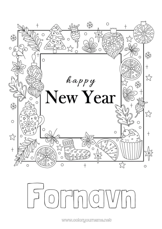 Fargeleggingssiden til utskrift Godt nyttår Melding