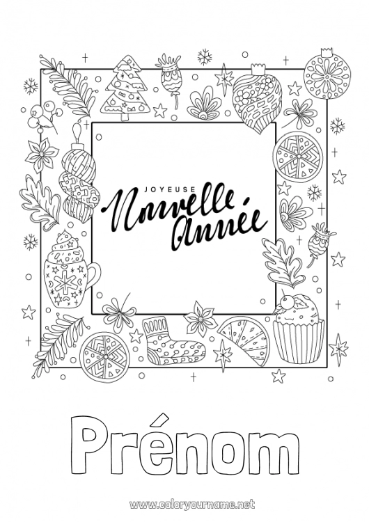 Coloriage à imprimer Bonne année Message 