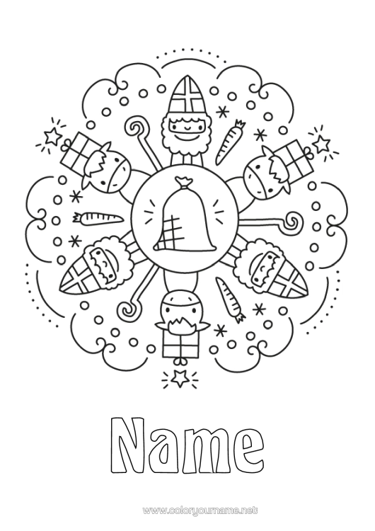 Colouring page to print Mandala Saint Nicholas