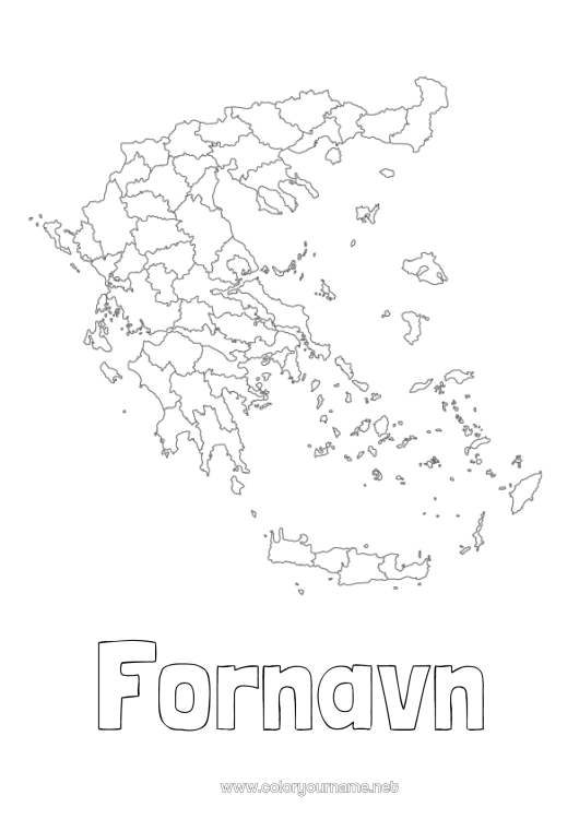 Fargeleggingssiden til utskrift Geografi Land Hellas Kart over landene