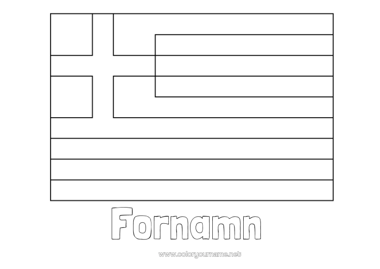 Färgläggningssida att skriva ut Geografi Flagga Land Grekland