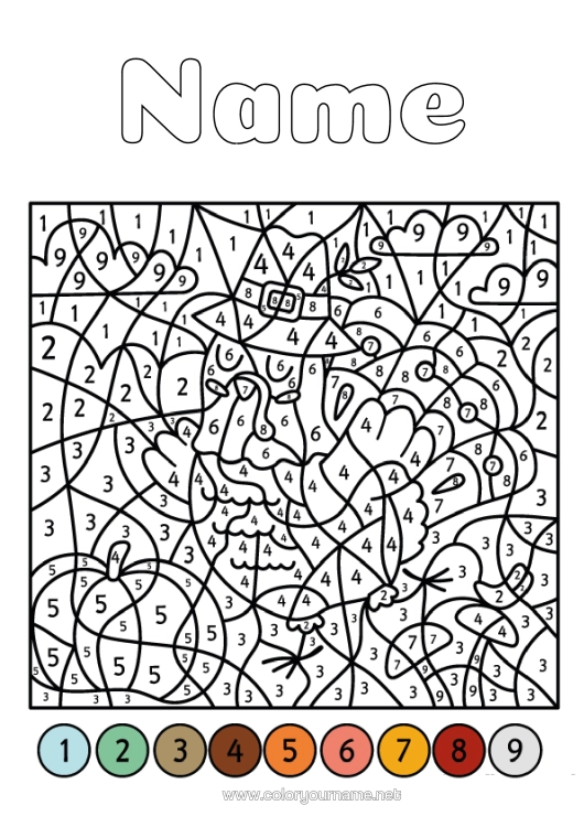 Colouring page to print Thanksgiving Turkey Figure Magic Colouring Books Children's Activities Animal Farm Animals Thanksgiving Turkey