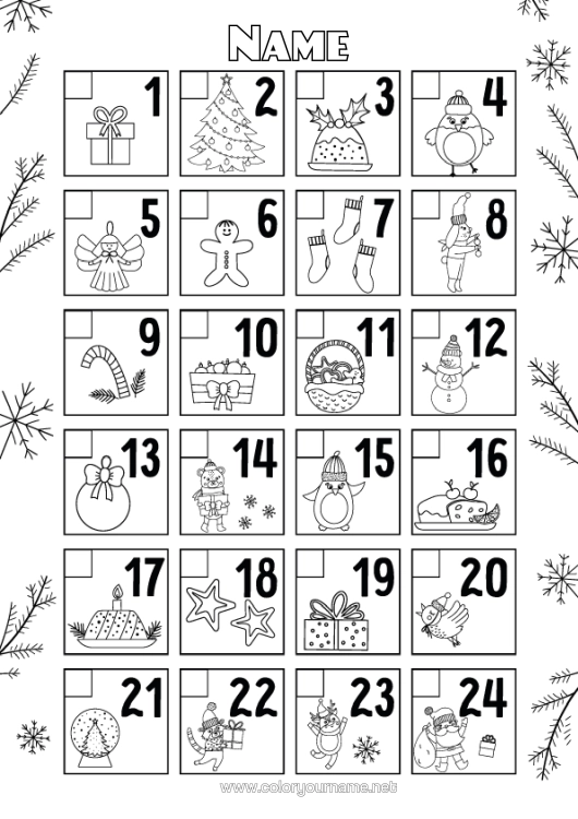 Colouring page to print Christmas Children's Activities Advent Calendar Calendars And Planners.