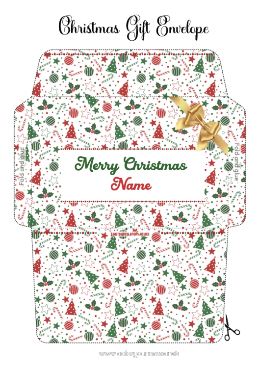 Colouring page to print Birthday Christmas Envelope Print Envelope Christmas Envelope Gift Wrap Envelope