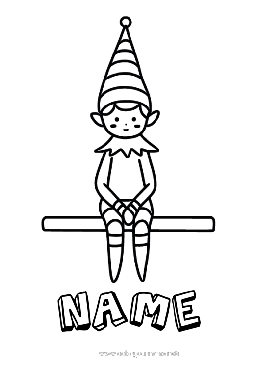 Colouring page to print Christmas Elves Elf Colouring Pages Easy Colouring Pages